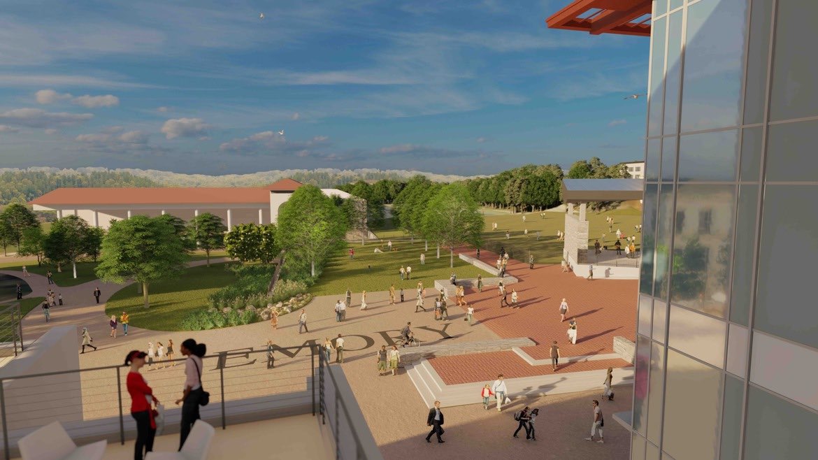 Illustration of proposed plaza between student center and Woodruff PE Center